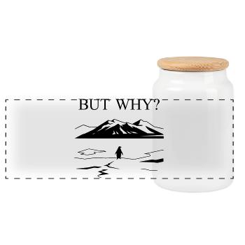 But Why Penguin Meme Minimalist Art - Panorama Keksdose mit Holzdeckel - Weiß - Vorne