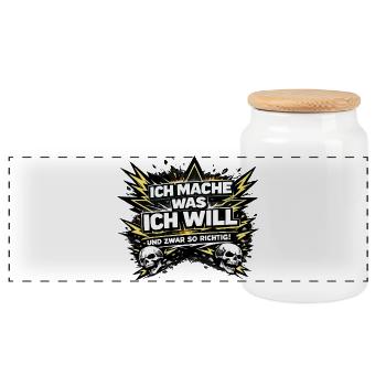 I do what I want – Skull & Blitze - Panoramic Cookie Jar with Wooden Lid - white - Front