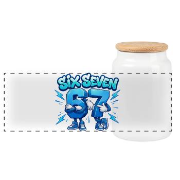 Six Seven Bros - Panoramic Cookie Jar with Wooden Lid - white - Front