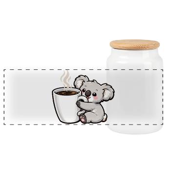 Kaffeetasse Koala Kuschelzauber - Panorama Keksdose mit Holzdeckel - Weiß - Vorne