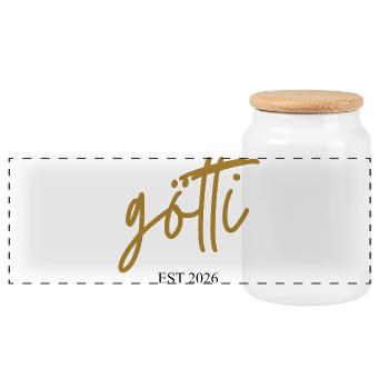 Götti est 2026 - Panorama Keksdose mit Holzdeckel - Weiß - Vorne