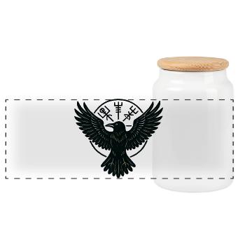 Mystic Raven Circle - Panoramic Cookie Jar with Wooden Lid - white - Front