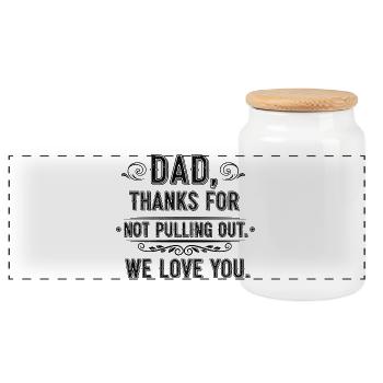 Papa, merci, je ne t’ai pas retiré, je t’aime. - Boîte à biscuits avec couvercle en bois - blanc - Devant