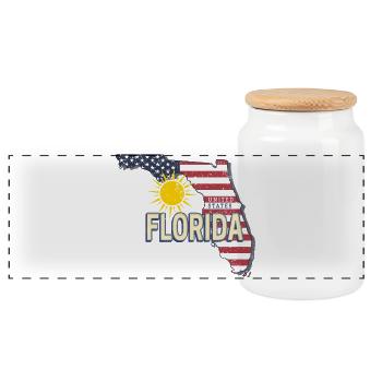 Souvenir vintage américain de Floride aux États-Unis - Boîte à biscuits avec couvercle en bois - blanc - Devant