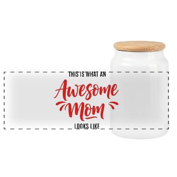This is what a great mom looks like mom gift - Panoramic Cookie Jar with Wooden Lid - white - Front