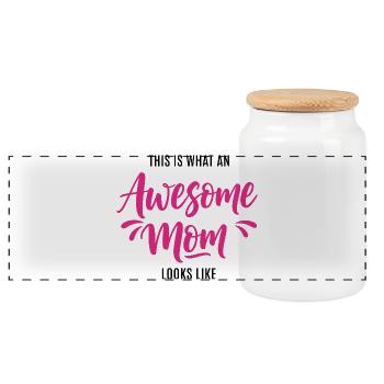 This is what a great mom looks like mom gift - Panoramic Cookie Jar with Wooden Lid - white - Front