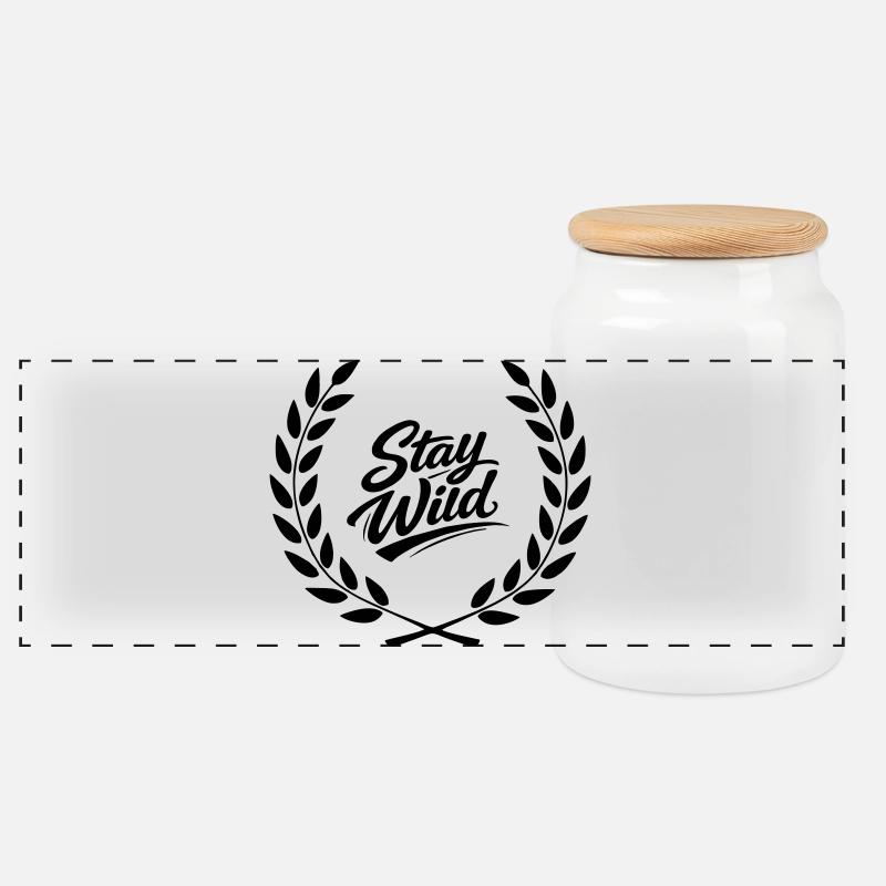 Restez en liberté - Boîte à biscuits avec couvercle en bois - blanc