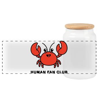 AI Human Fan Club - Panoramic Cookie Jar with Wooden Lid - white - Front