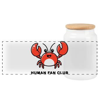 AI Human Fan Club - Panoramic Cookie Jar with Wooden Lid - white - Front