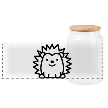 hedgehog - Panoramic Cookie Jar with Wooden Lid - white - Front