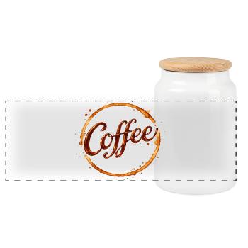 Illustration de l’empreinte des tasses à café - Boîte à biscuits avec couvercle en bois - blanc - Devant