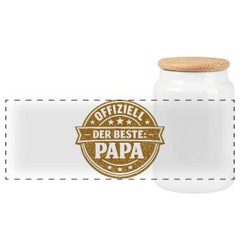 Officially the Best Dad Gift Vintage - Panoramic Cookie Jar with Wooden Lid - white - Front