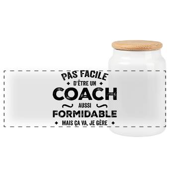 It's not easy being such a great coach, but - Panoramic Cookie Jar with Wooden Lid - white - Front