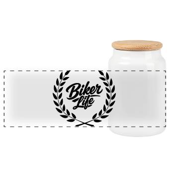 Biker life - Panorama Keksdose mit Holzdeckel - Weiß - Vorne