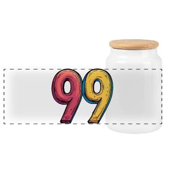 99 Number Colorful - Panoramic Cookie Jar with Wooden Lid - white - Front