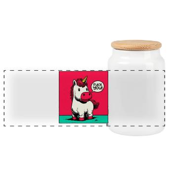 Provocation punk de la licorne - Boîte à biscuits avec couvercle en bois - blanc - Devant