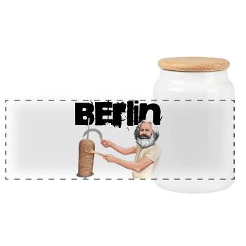 Berlin Döner Marx - Boîte à biscuits avec couvercle en bois - blanc - Devant