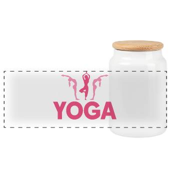 Yoga Meditation Training Yoga Lover Yoga Class - Panoramic Cookie Jar with Wooden Lid - white - Front