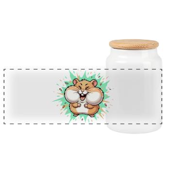 Câlin, heureux, coup de pied de hamster - Boîte à biscuits avec couvercle en bois - blanc - Devant