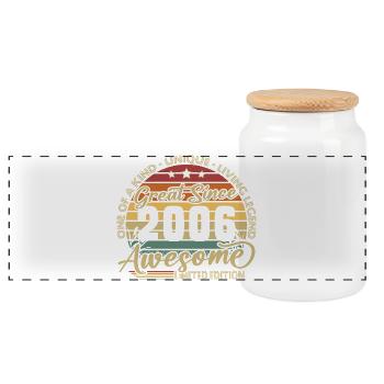 20. Geburtstag Geschenk 2006 Jahrgang Retro - Panorama Keksdose mit Holzdeckel - Weiß - Vorne