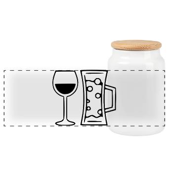 Wine Wine Glass Red Wine - Panoramic Cookie Jar with Wooden Lid - white - Front