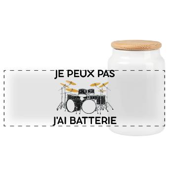 Je peux Pas J'ai Batterie Batteur Percussion - Boîte à biscuits avec couvercle en bois - blanc - Devant