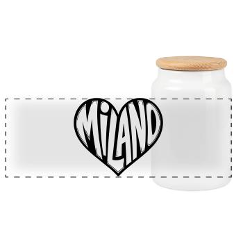 Milan Milano Heart - Panoramic Cookie Jar with Wooden Lid - white - Front