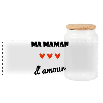 MOM. MOTHER'S DAY. HEART. FEAST. HAPPY BIRTHDAY - Panoramic Cookie Jar with Wooden Lid - white - Front