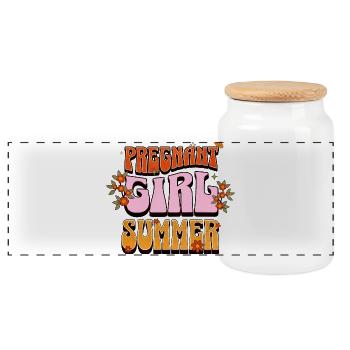 Été de la fille enceinte – Retro Pregnancy Design - Boîte à biscuits avec couvercle en bois - blanc - Devant