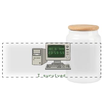 I Survived Y2K - Panoramic Cookie Jar with Wooden Lid - white - Front