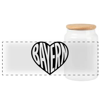 Bavaria Heart Typography - Panoramic Cookie Jar with Wooden Lid - white - Front