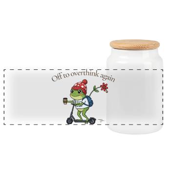 Toad-ally caffeinated frog - Panoramic Cookie Jar with Wooden Lid - white - Front