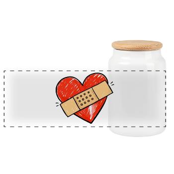 Cœur avec bandage - Boîte à biscuits avec couvercle en bois - blanc - Devant