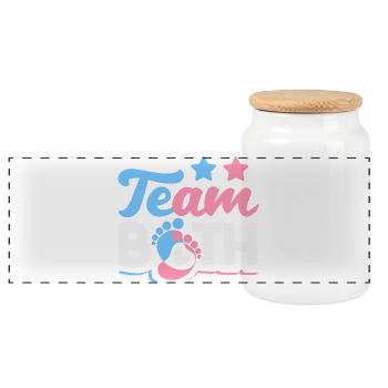 Team Beide Zwillinge Gender Reveal - Panorama Keksdose mit Holzdeckel - Weiß - Vorne
