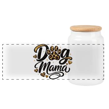 Dog Mama Golden Paw Mom Shirt - Panoramic Cookie Jar with Wooden Lid - white - Front