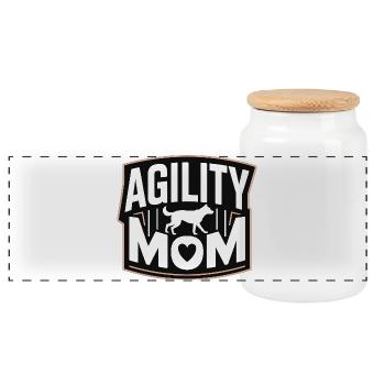 Maman Agility – Maman des Chiens de sport canin - Boîte à biscuits avec couvercle en bois - blanc - Devant