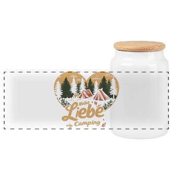 Camping Spruch Natur Liebe Camper Outdoor Geschenk - Panorama Keksdose mit Holzdeckel - Weiß - Vorne