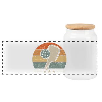 Pickleball rétro - Boîte à biscuits avec couvercle en bois - blanc - Devant