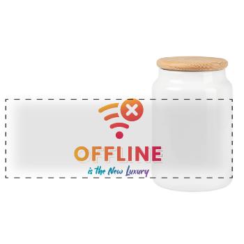 Offline ist der neue Luxus - Panorama Keksdose mit Holzdeckel - Weiß - Vorne