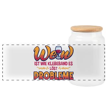 Wenn ist wie Klebeband – Löst Probleme - Panorama Keksdose mit Holzdeckel - Weiß - Vorne
