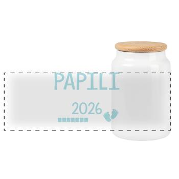 Papili en 2026 Cadeau Futur papy  - Boîte à biscuits avec couvercle en bois - blanc - Devant