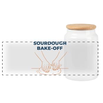 Sauerteigbacken Brotbacken Backer Bäcker Brotbacken - Panorama Keksdose mit Holzdeckel - Weiß - Vorne