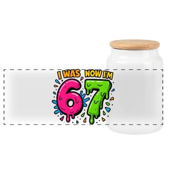 Idée cadeau humoristique de mème pour les enfants de 67 ans - Boîte à biscuits avec couvercle en bois - blanc - Devant