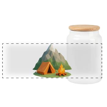 Scène du camping de la Géopolymontagne - Boîte à biscuits avec couvercle en bois - blanc - Devant