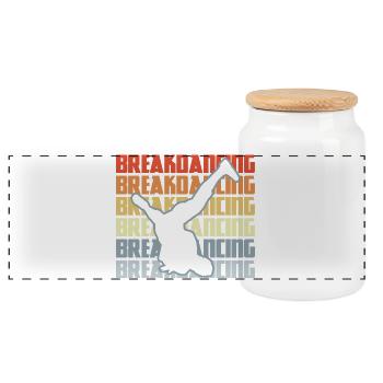 Vintage Breakdance - Panoramic Cookie Jar with Wooden Lid - white - Front