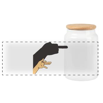 Ombre chinoise d'un chien ou pas - Boîte à biscuits avec couvercle en bois - blanc - Devant