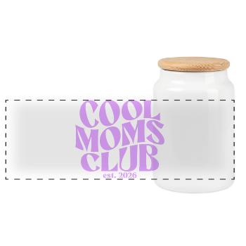 Cool Moms Club - Mama 2026 Geschenk - Panorama Keksdose mit Holzdeckel - Weiß - Vorne