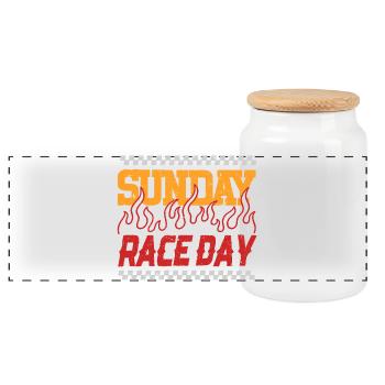 Autorennen Motorsport Sunday Race Day - Panorama Keksdose mit Holzdeckel - Weiß - Vorne