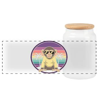 Cooler Affe Retro Sommer Sonnenbrille - Panorama Keksdose mit Holzdeckel - Weiß - Vorne