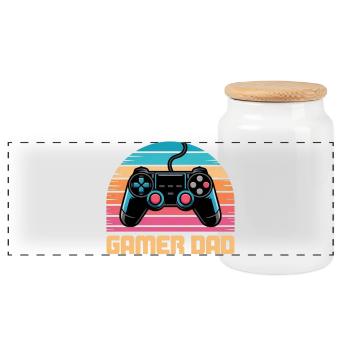 Papa Gamer Jeux Vidéo Gaming Fête des Pères Geek - Boîte à biscuits avec couvercle en bois - blanc - Devant